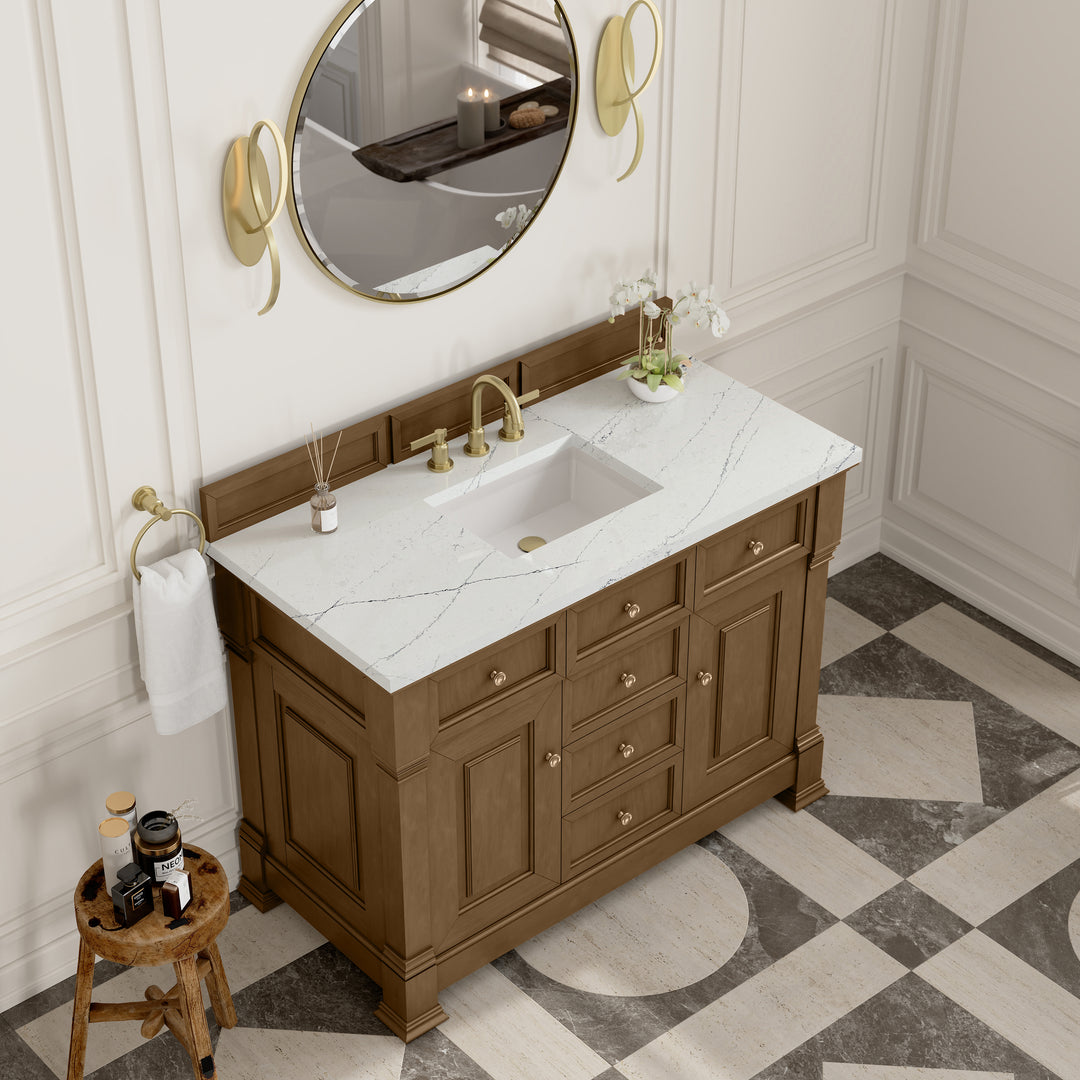 Brookfield 48" Single Vanity, Honey Oak w/ 3 CM Ethereal Noctis Silestone® Top