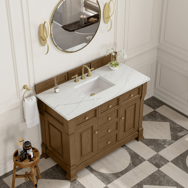 Brookfield 48" Single Vanity, Honey Oak w/ 3 CM Ethereal Noctis Silestone® Top
