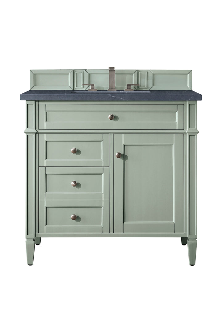 Brittany 36" Single Vanity, Sage Green w/ 3 CM Charcoal Soapstone Silestone Top