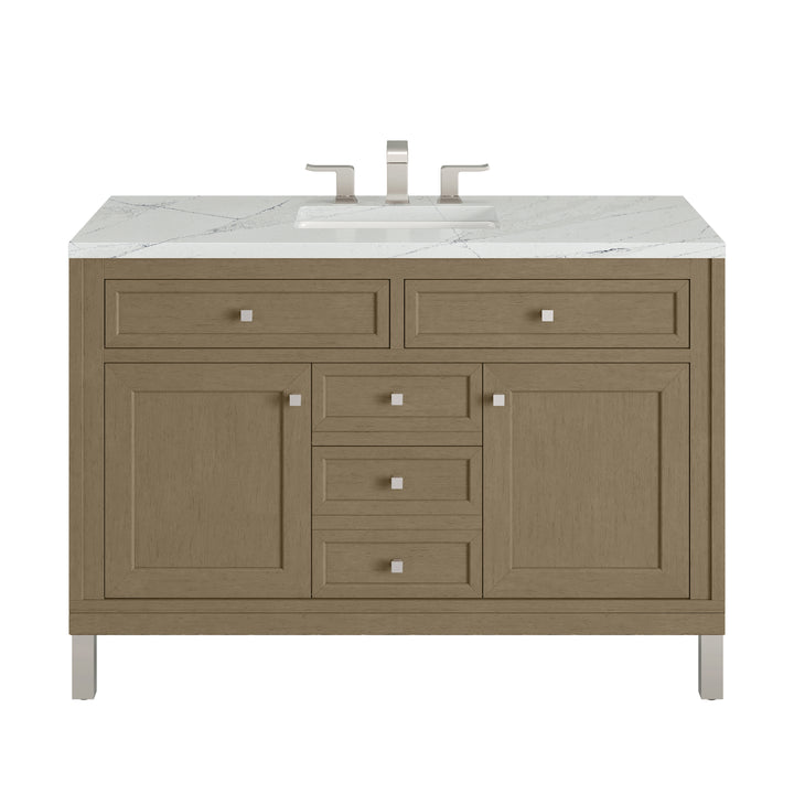 Chicago 48" Single Vanity, Walnut Whisper, w/ 3 CM Ethereal Noctis Silestone® Top
