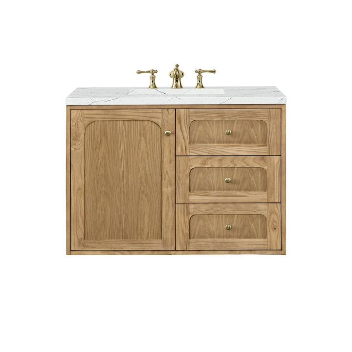 Laurent 36" Single Vanity, Light Natural Oak w/ 3 CM Ethereal Noctis Top