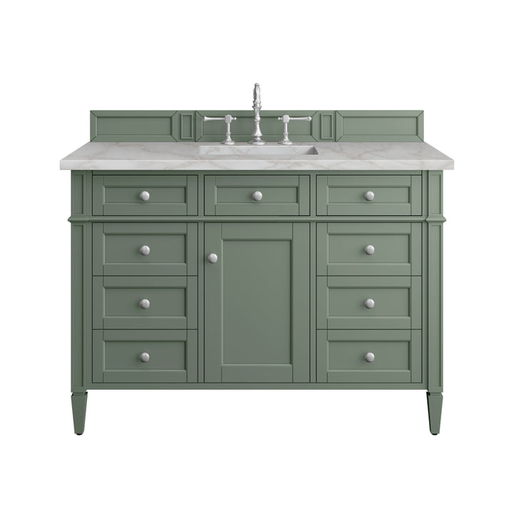 Brittany 48" Single Vanity, Smokey Celadon w/ 3 CM Victorian Silver Top