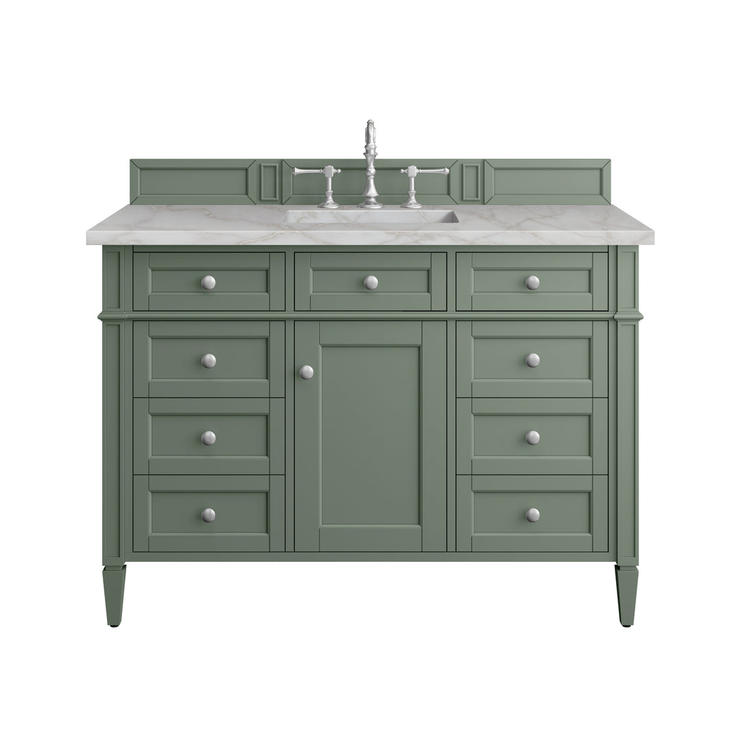 Brittany 48" Single Vanity, Smokey Celadon w/ 3 CM Victorian Silver Top w/FreePower Wireless Charger