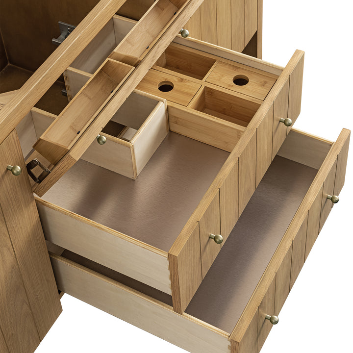 Hudson 60" Single Vanity, Light Natural Oak w/ 3 CM Eternal Marfil Top