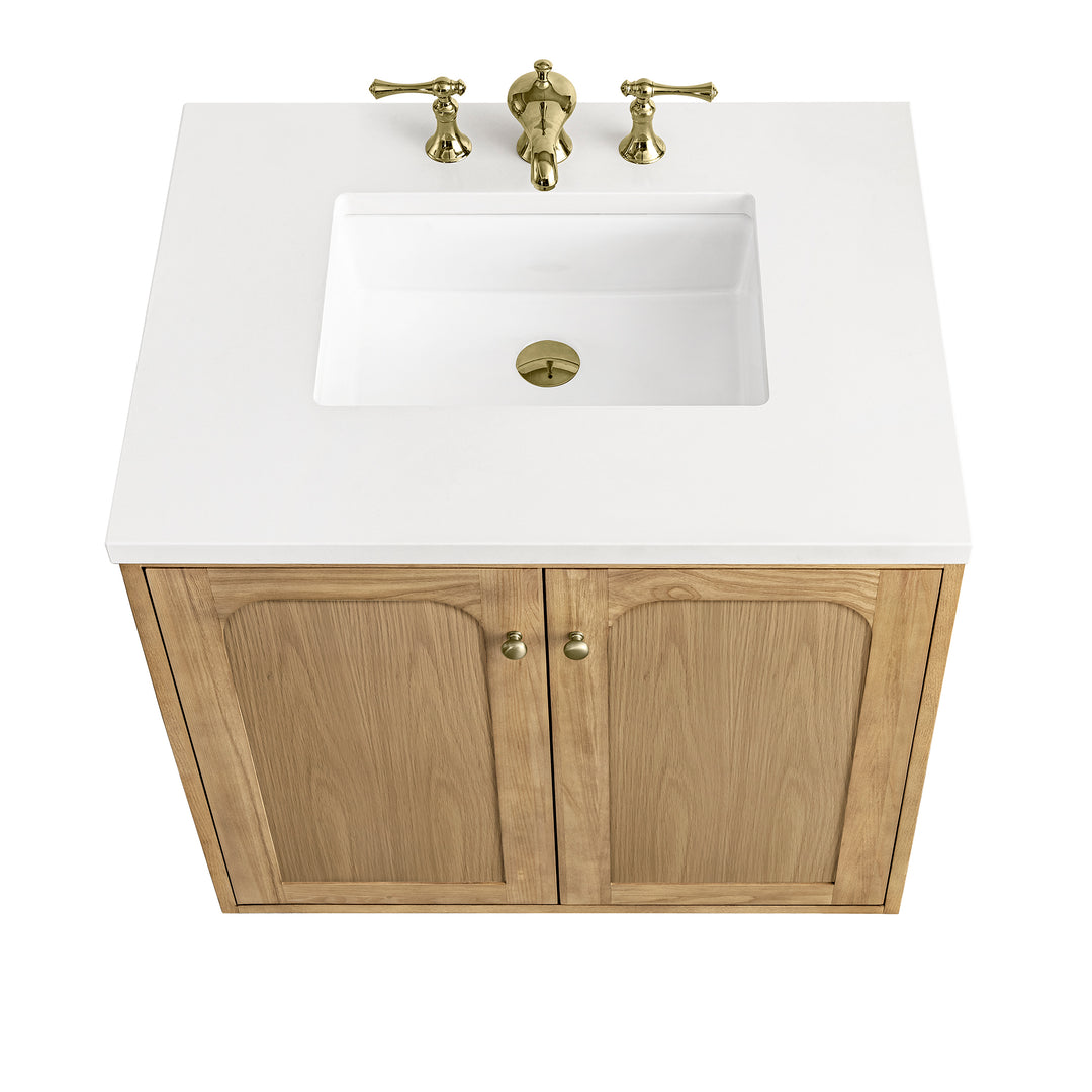 Laurent 30" Single Vanity, Light Natural Oak w/ 3 CM White Zeus Top