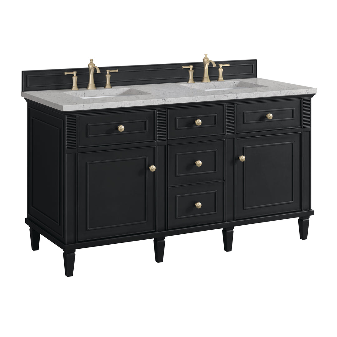 Lorelai 60" Double Vanity, Black Onyx w/ 3 CM Eternal Jasmine Pearl Silestone Top