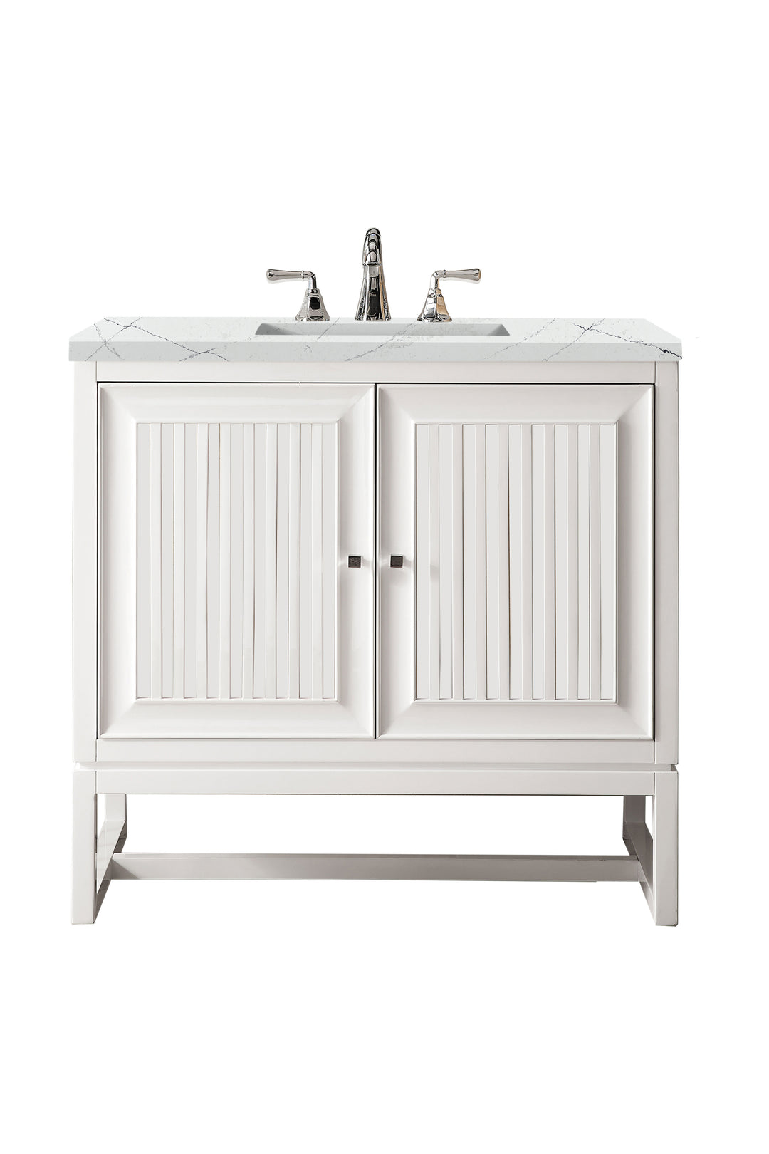 Athens 36" Single Vanity, Glossy White w/ 3 CM Ethereal Noctis Top