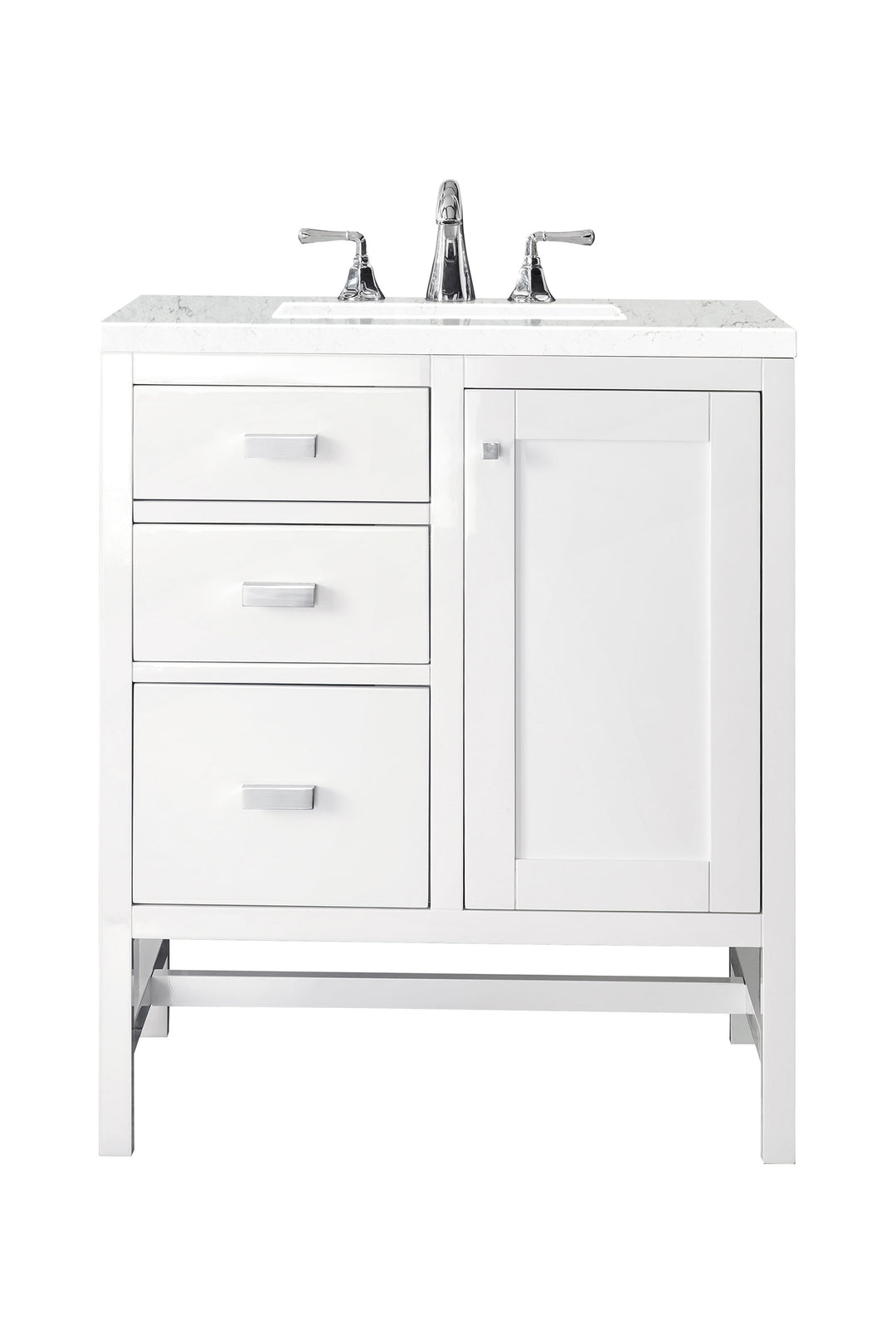 Addison 30" Single Vanity, Glossy White w/ 3 CM Eternal Jasmine Pearl Silestone Top