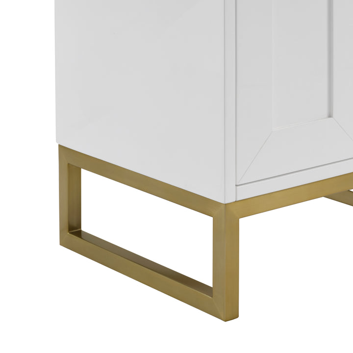 Chianti 20" Single Vanity, Glossy White, Champagne Brass, w/ White Glossy Composite Stone Top