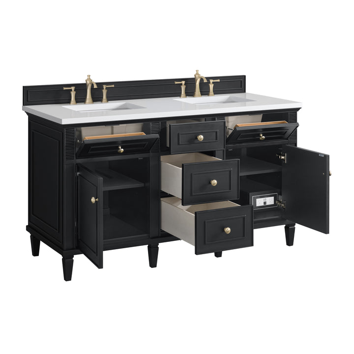 Lorelai 60" Double Vanity, Black Onyx w/ 3 CM White Zeus Silestone Top