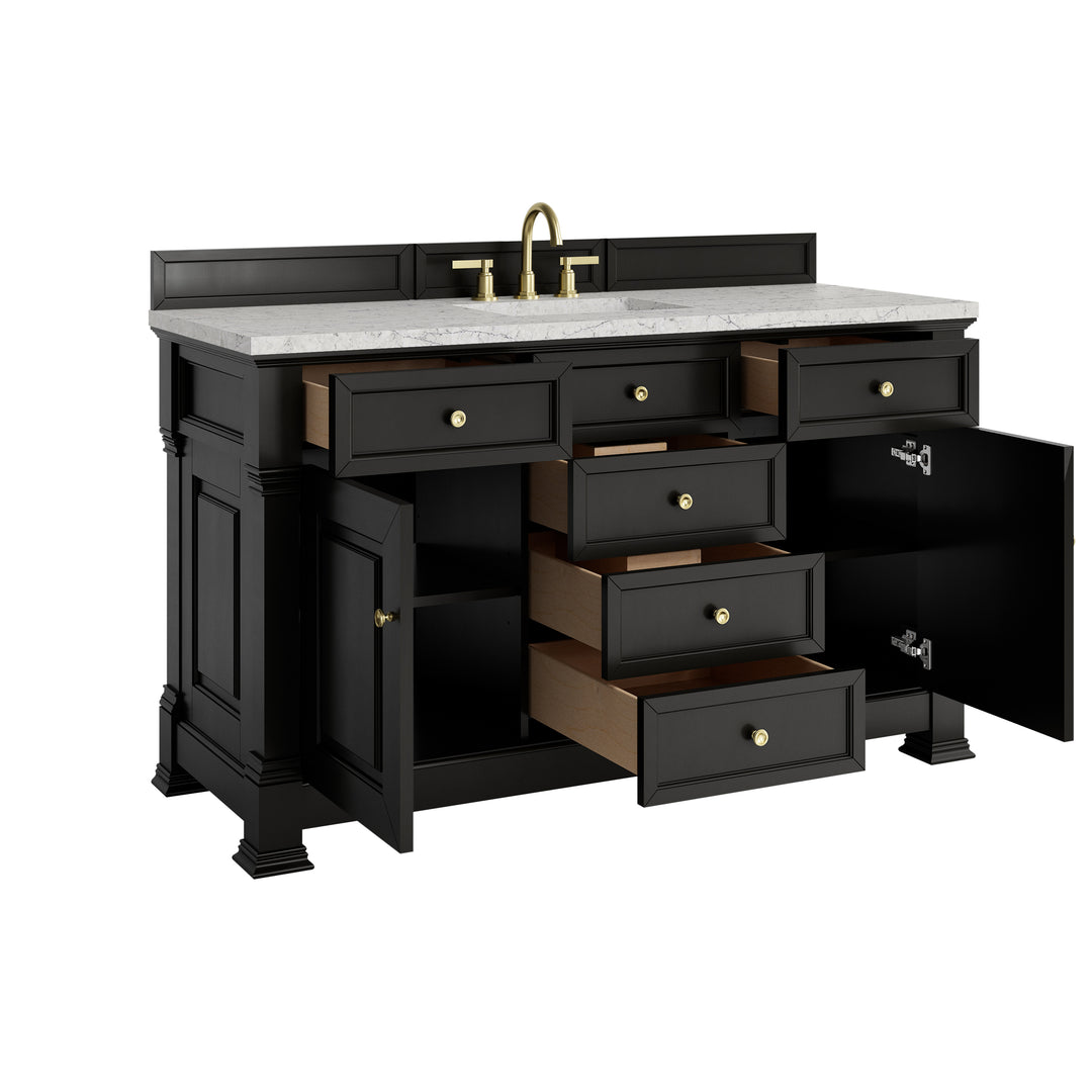 Brookfield 60" Single Vanity, Black Onyx w/3CM Eternal Jasmine Pearl Silestone® Top
