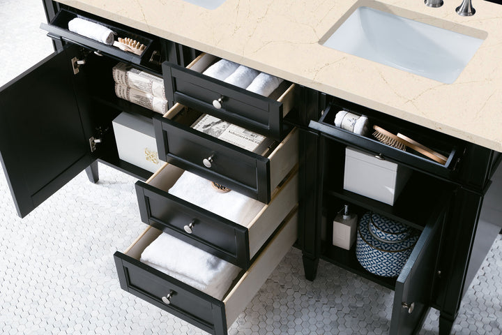 Brittany 60" Double Vanity, Black Onyx w/ 3 CM Eternal Marfil Silestone Top