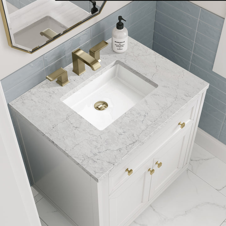 Chicago 30" Single Vanity, Glossy White, w/ 3 CM Eternal Jasmine Pearl Silestone® Top
