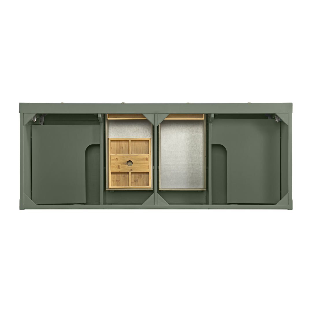 Breckenridge 60" Double Vanity, Smokey Celadon, w/ 3 CM Arctic Fall Solid Surface Top