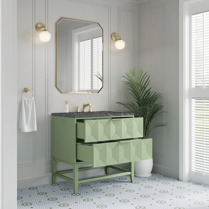 Emmeline 36" Single Vanity, Pistachio w/ 3 CM Parisien Bleu Top