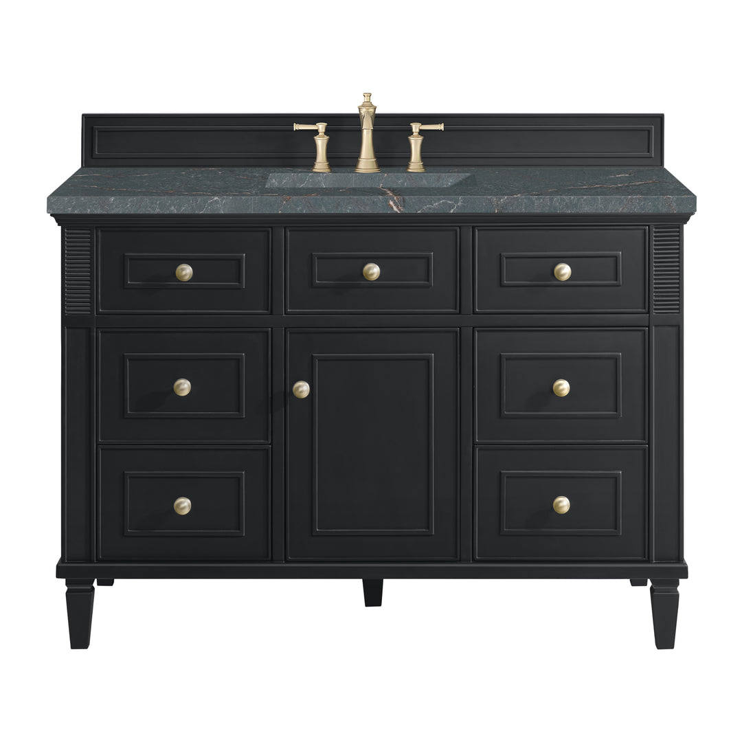 Lorelai 48" Single Vanity, Black Onyx w/ 3 CM Parisien Bleu Silestone Top
