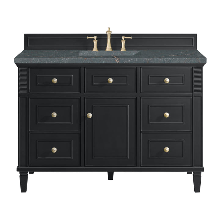 Lorelai 48" Single Vanity, Black Onyx w/ 3 CM Parisien Bleu Silestone Top w/FreePower Wireless Charger