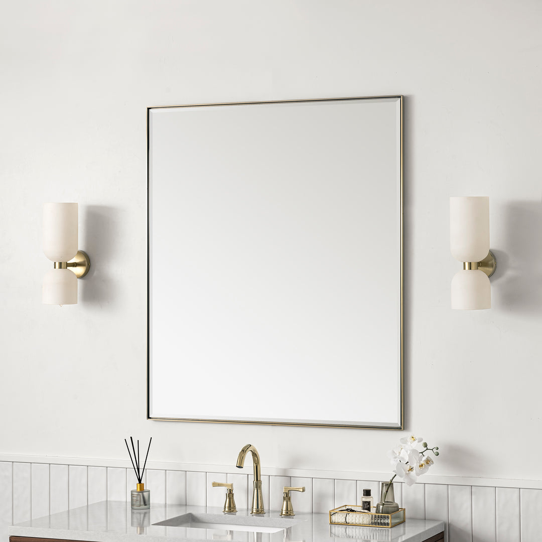 Rohe 36" Rectangular Mirror, Champagne Brass
