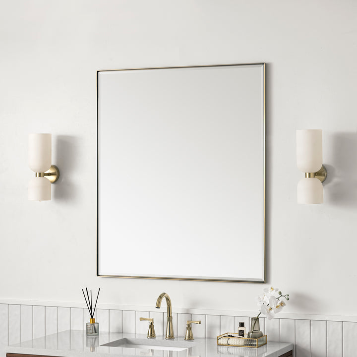 Rohe 36" Rectangular Mirror, Champagne Brass