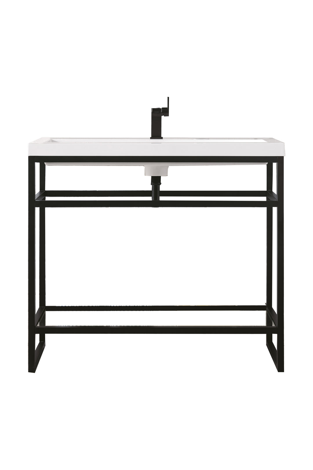 Boston 39.5" Single Console Vanity, Matte Black w/ White Glossy Composite Stone Top