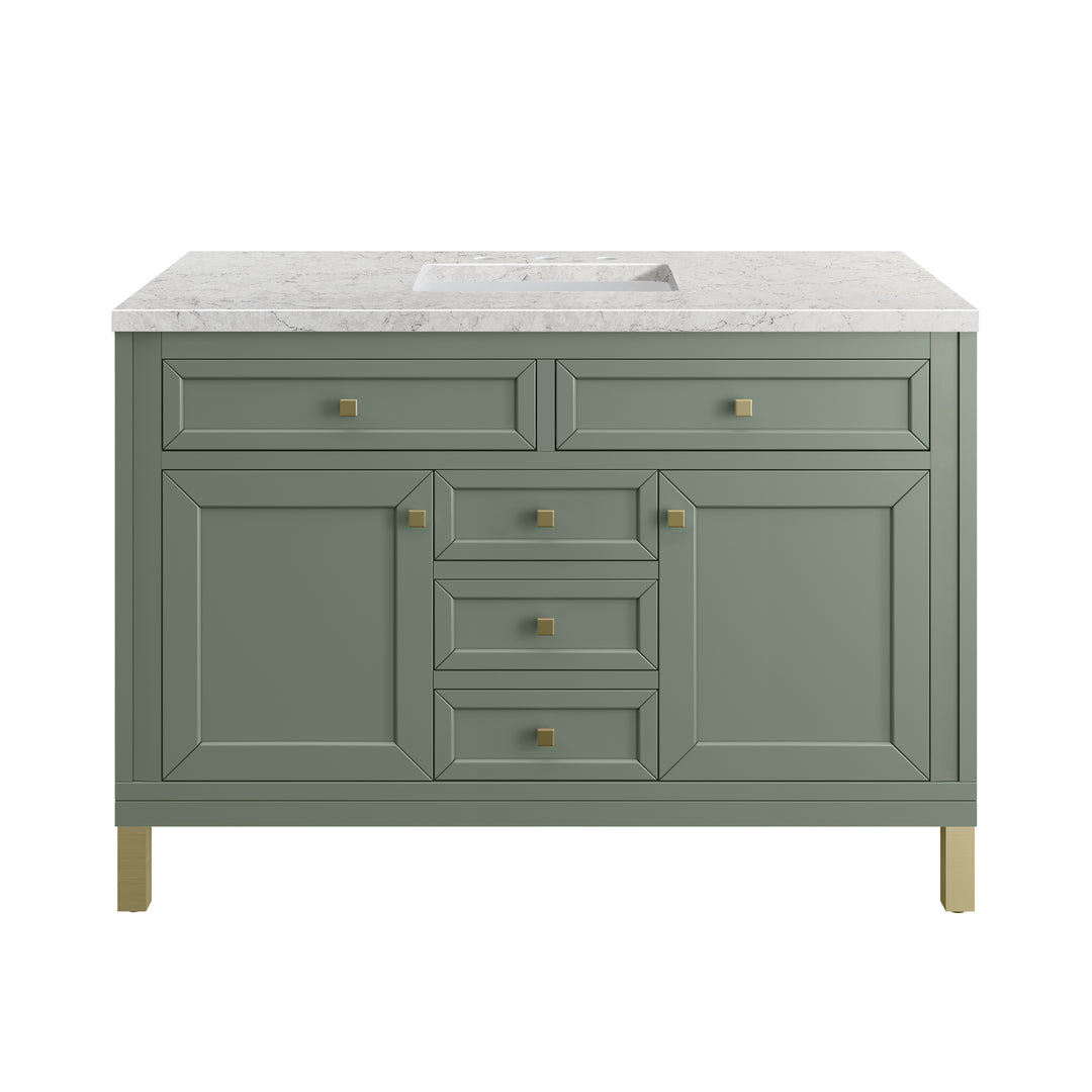 Chicago 48" Single Vanity, Smokey Celadon, w/ 3 CM Eternal Jasmine Pearl Silestone® Top w/FreePower Wireless Charger