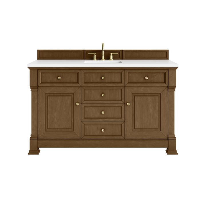 Brookfield 60" Single Vanity, Honey Oak,  w/ 3 CM White Zeus Silestone® Top