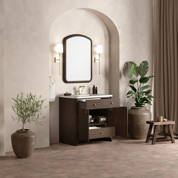 Gracyn 36" Single Vanity, Sable, w/ 3 CM White Zeus Quartz Top