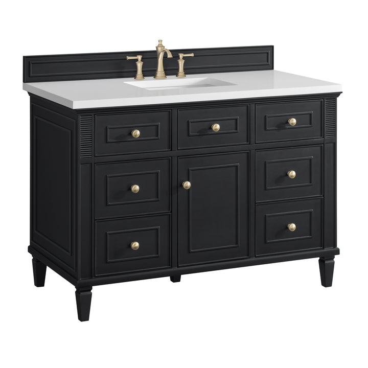 Lorelai 48" Single Vanity, Black Onyx w/ 3 CM White Zeus Silestone Top