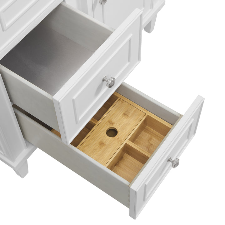 Lorelai 36" Single Vanity, Bright White w/ 3 CM Ethereal Noctis Silestone Top