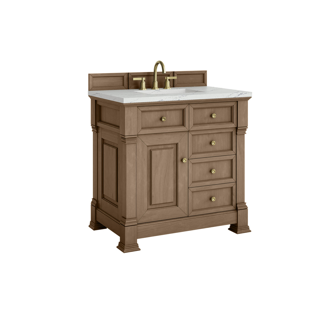 Brookfield 36" Single Vanity, Pecan w/ 3 CM Ethereal Noctis Silestone® Top
