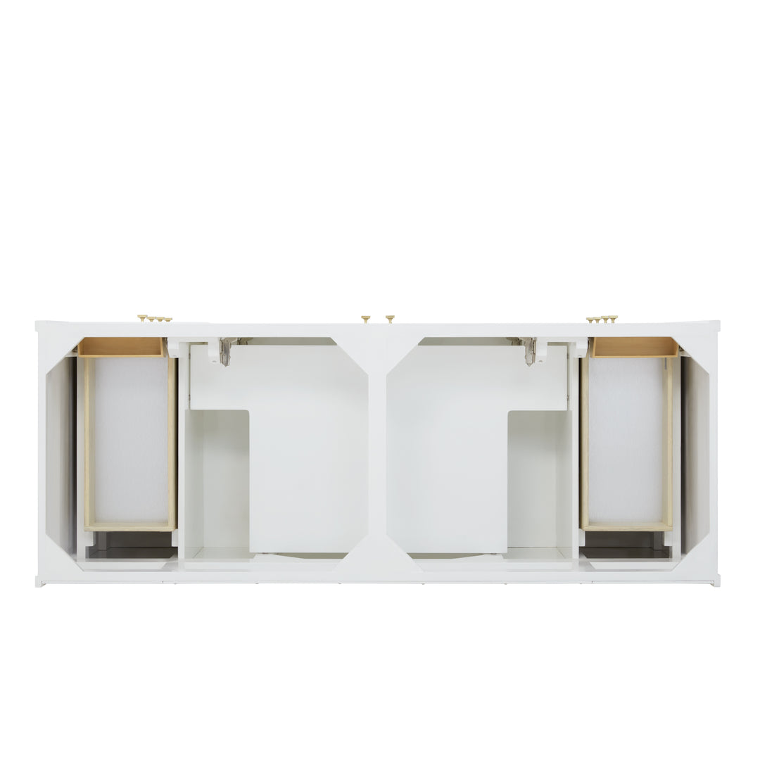 Chicago 60" Double Vanity, Glossy White, w/ 3 CM Parisien Bleu Silestone® Top w/FreePower Wireless Charger