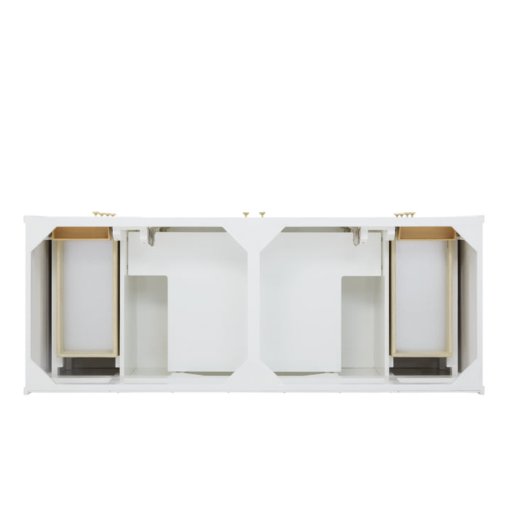 Chicago 60" Double Vanity, Glossy White, w/ 3 CM Parisien Bleu Silestone® Top w/FreePower Wireless Charger