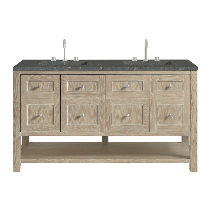 Breckenridge 60" Double Vanity, Whitewashed Oak w/ 3 CM Parisien Bleu Top