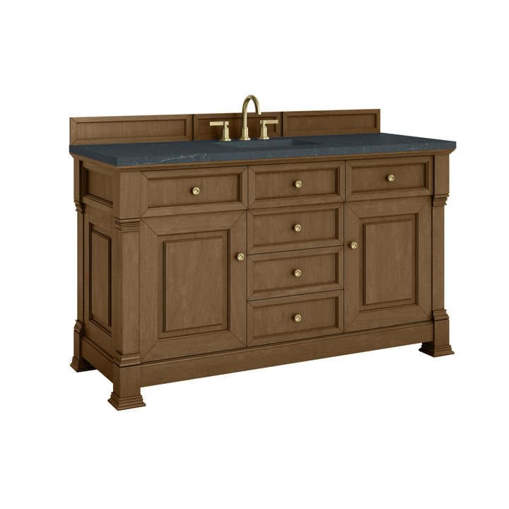 Brookfield 60" Single Vanity, Honey Oak w/3 CM Charcoal Soapstone Silestone® Top
