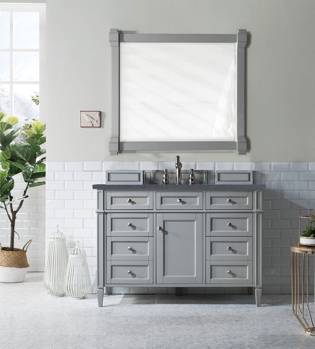 Brittany 48" Single Vanity, Urban Gray w/ 3 CM Charcoal Soapstone Silestone Top