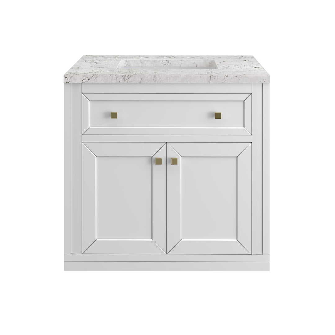 Chicago 30" Single Vanity, Glossy White, w/ 3 CM Eternal Jasmine Pearl Silestone® Top