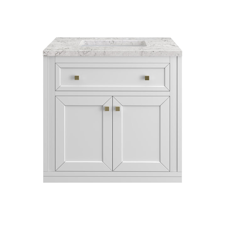 Chicago 30" Single Vanity, Glossy White, w/ 3 CM Eternal Jasmine Pearl Silestone® Top