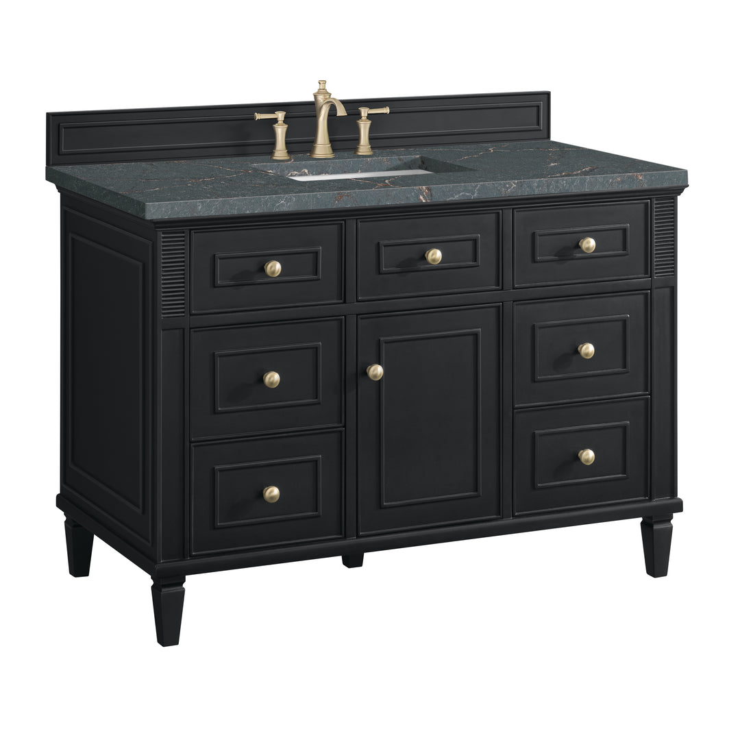 Lorelai 48" Single Vanity, Black Onyx w/ 3 CM Parisien Bleu Silestone Top