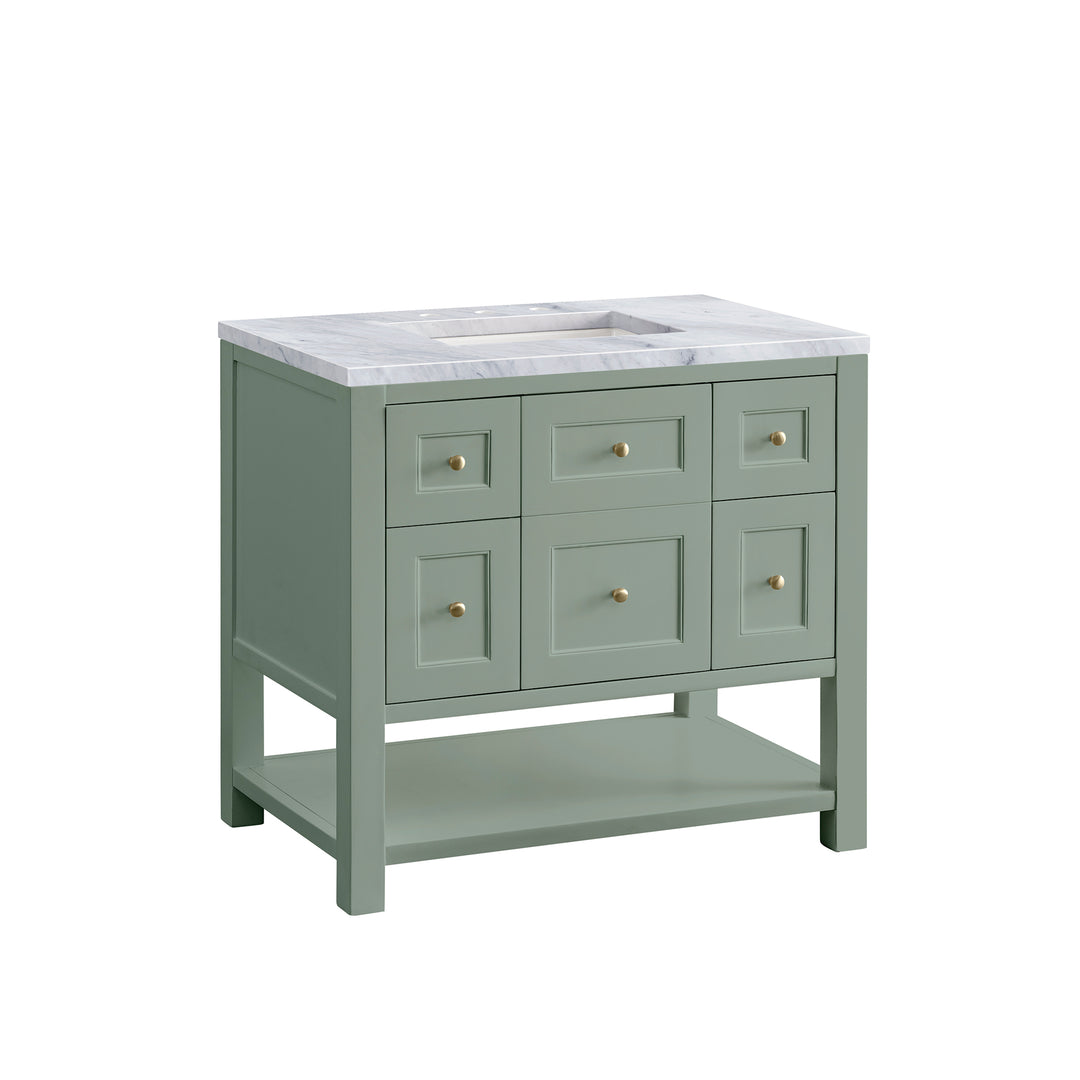 Breckenridge 36" Single Vanity, Smokey Celadon w/ 3 CM Carrara Marble Top