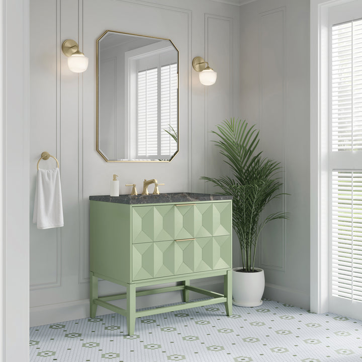 Emmeline 36" Single Vanity, Pistachio w/ 3 CM Parisien Bleu Top