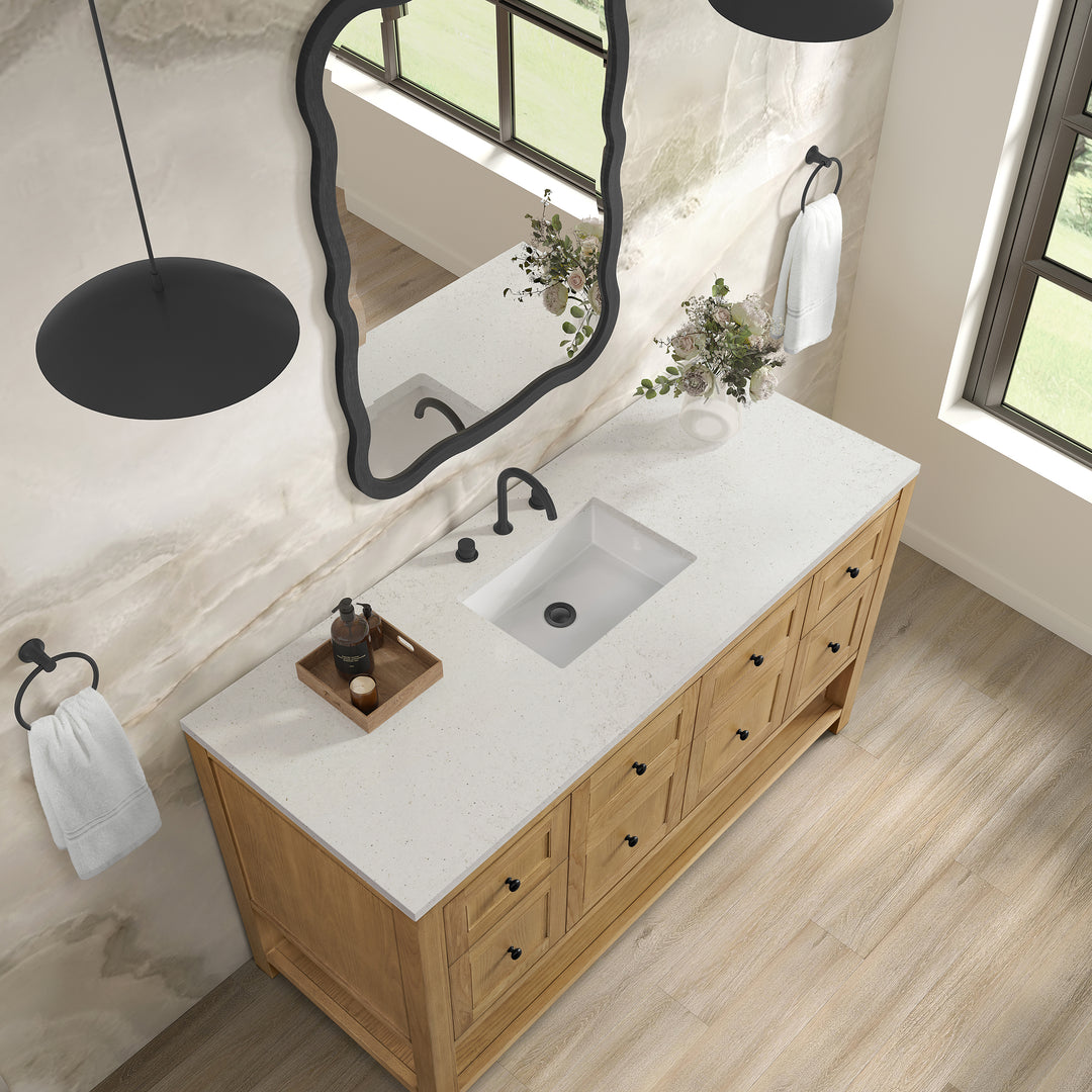 Breckenridge 60" Single Vanity, Light Natural Oak, w/ 3 CM Lime Delight Quartz Top