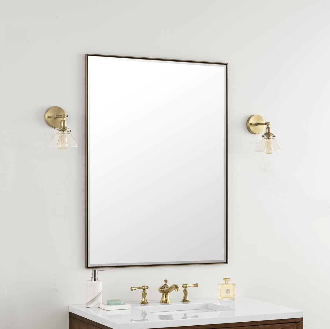 Rohe 30" Rectangular Mirror, Champagne Brass