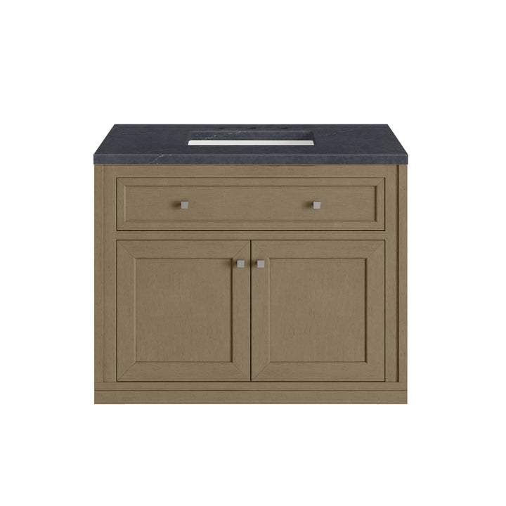 Chicago 36" Single Vanity, Walnut Whisper, w/ 3 CM Charcoal Soapstone Silestone® Top