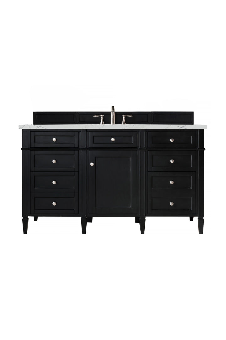 Brittany 60" Single Vanity, Black Onyx, w/ 3 CM Ethereal Noctis Silestone Top