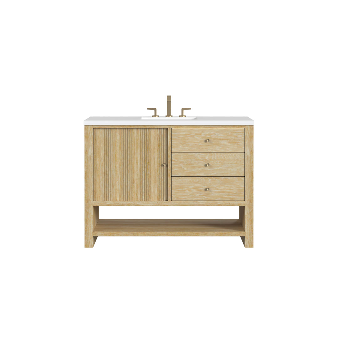 Marigot 48" Single Vanity, Sunwashed Oak w/ 3 CM White Zeus Silestone Top