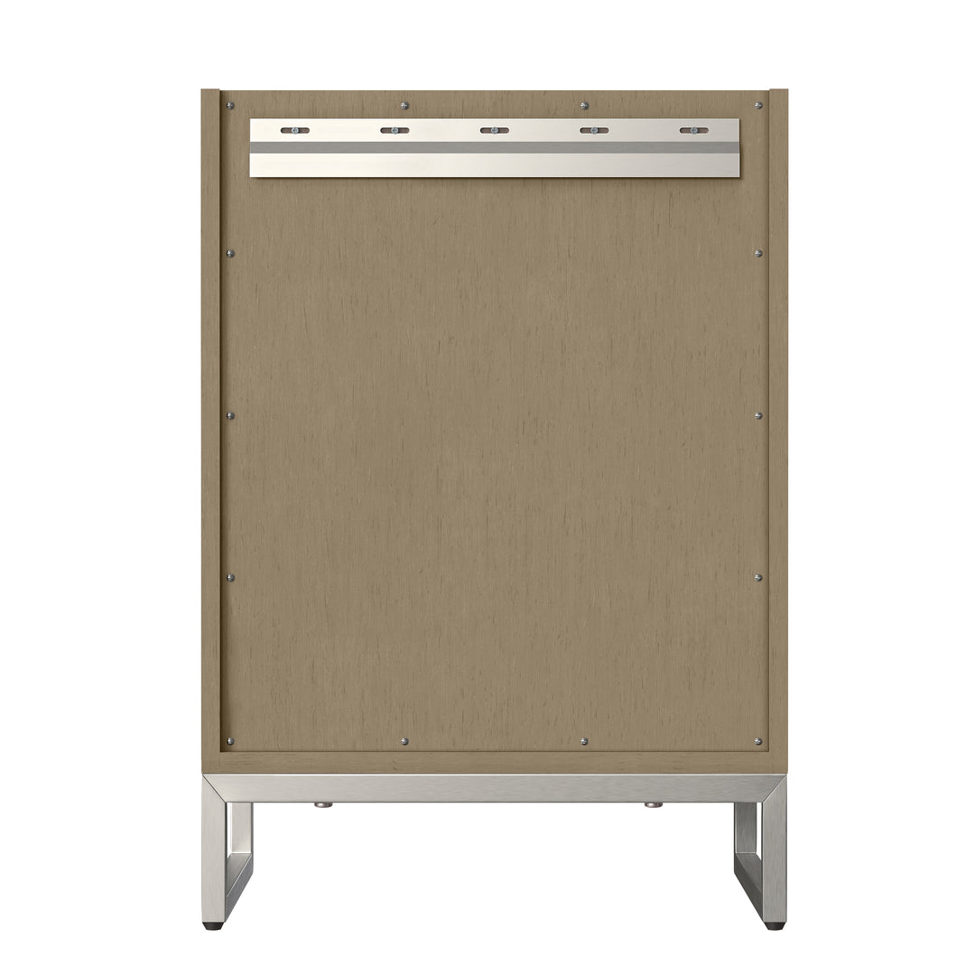 Chianti 24" Single Vanity, Walnut Whisper, Brushed Nickel, w/ White Glossy Composite Stone Top
