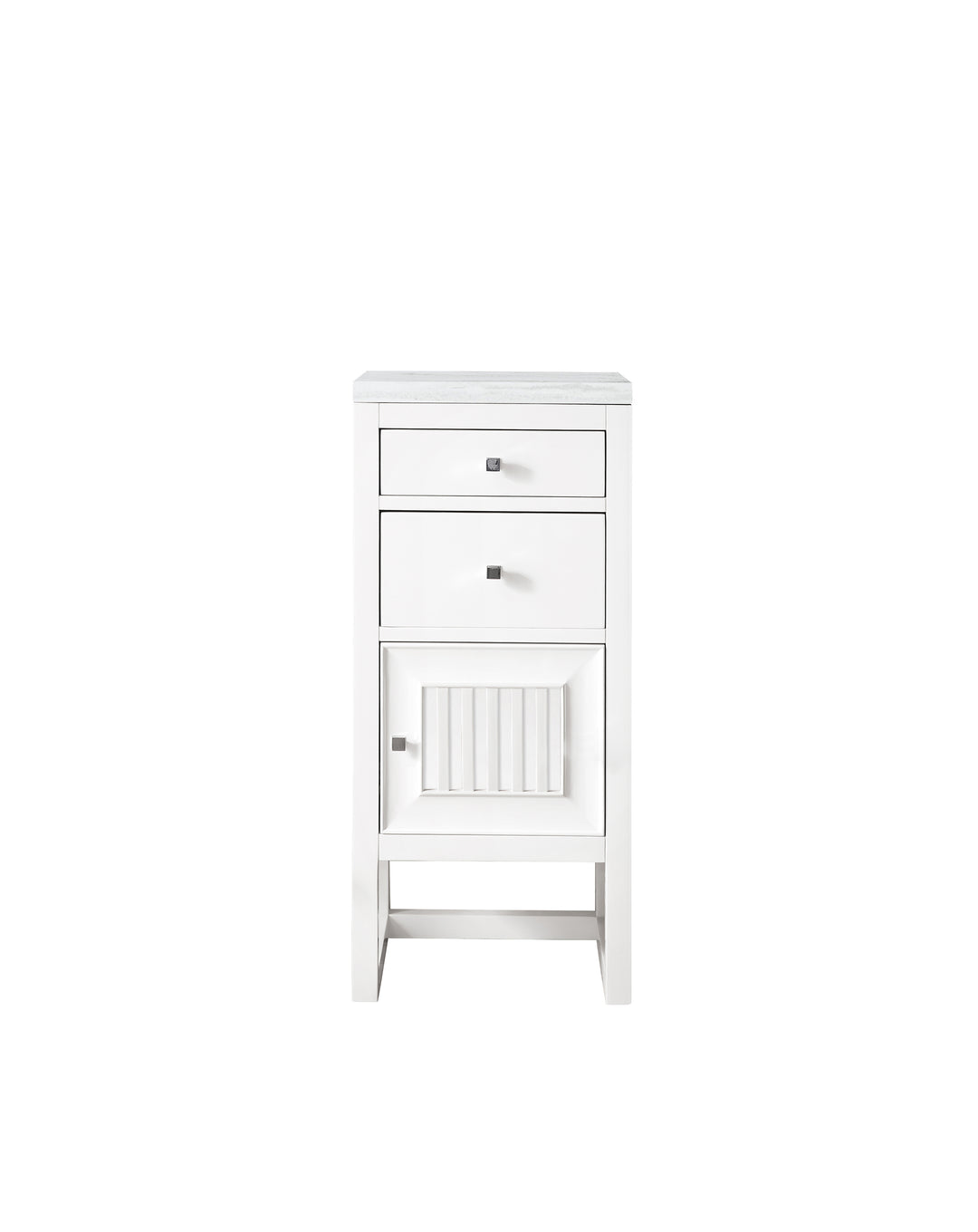 Athens 15" Base Cabinet w/ Drawers and Right Door, Glossy White w/ 3 CM Arctic Fall Solid Surface Top