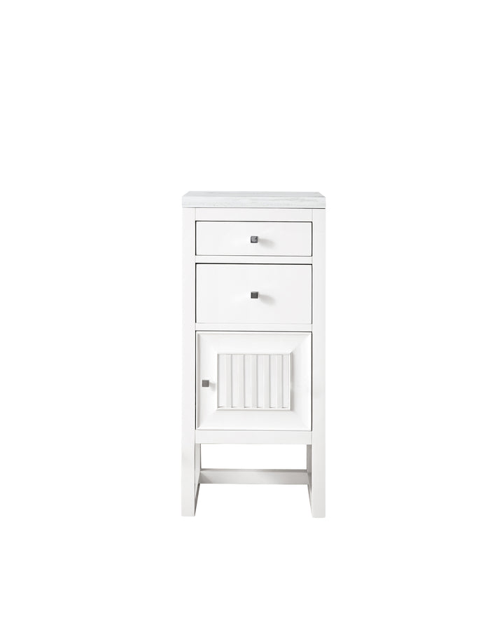 Athens 15" Base Cabinet w/ Drawers and Right Door, Glossy White w/ 3 CM Arctic Fall Solid Surface Top
