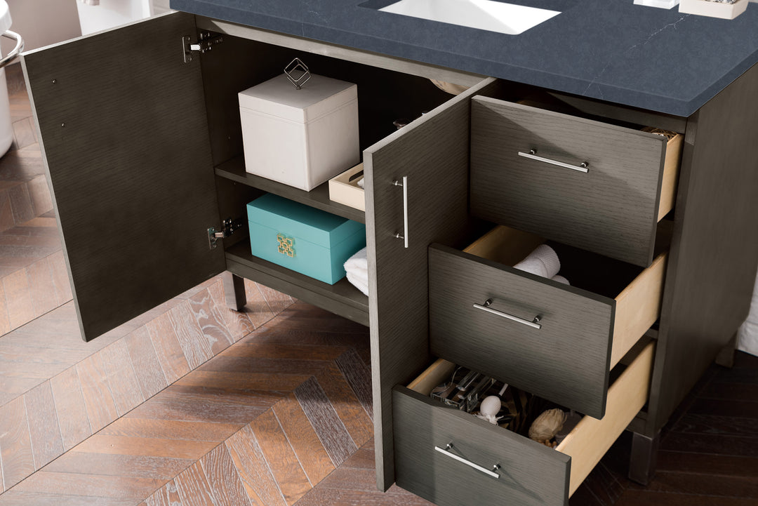 Metropolitan 48" Single Vanity, Silver Oak w/ 3 CM Charcoal Soapstone Silestone Top