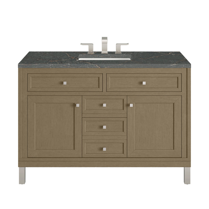 Chicago 48" Single Vanity, Walnut Whisper, w/ 3 CM Parisien Bleu Silestone® Top